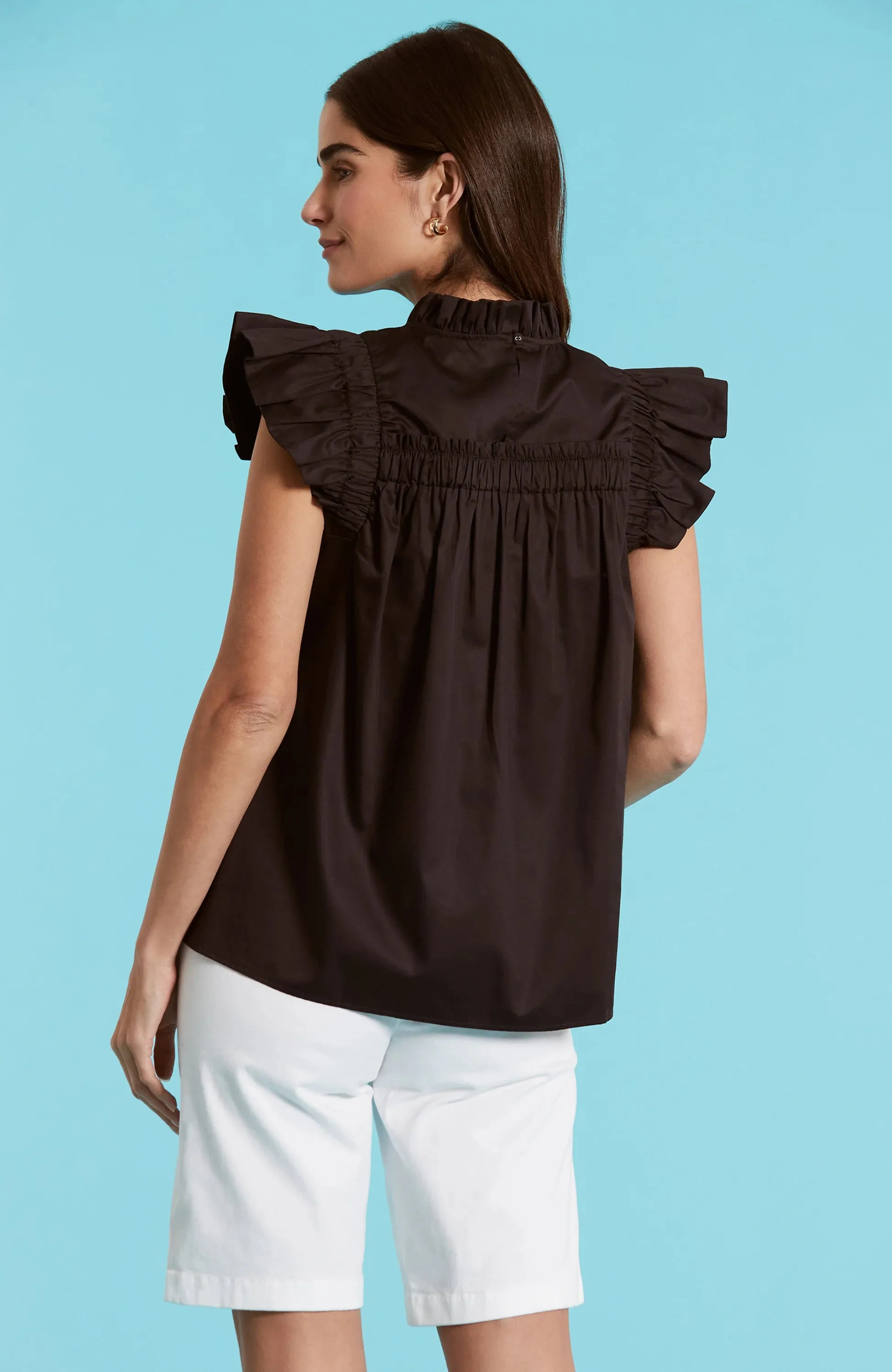 Tyler Boe Eloise Flutter Sleeve Top - Black