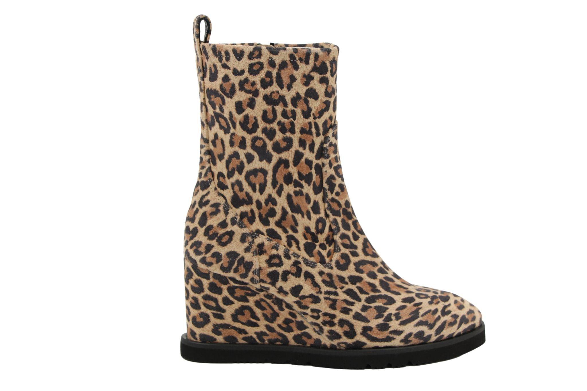 UNISA Leopard Print Suede Wedge Ankle Boot UDAY