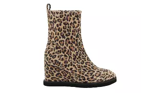 UNISA Leopard Print Suede Wedge Ankle Boot UDAY