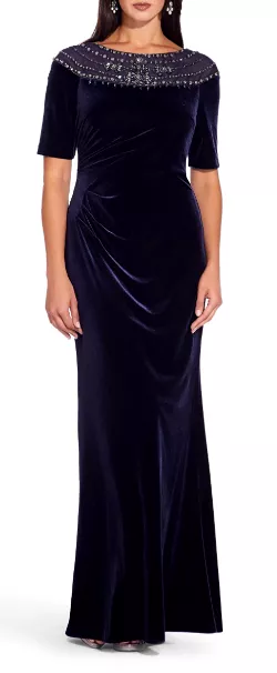 Velvet Beaded Midnight Gown