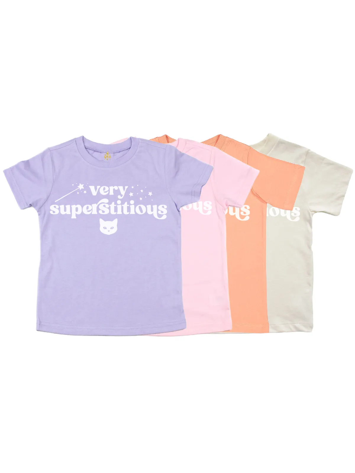 Very Superstitious Girls Halloween Shirts - Lavender, Pink, Papaya, & Stone