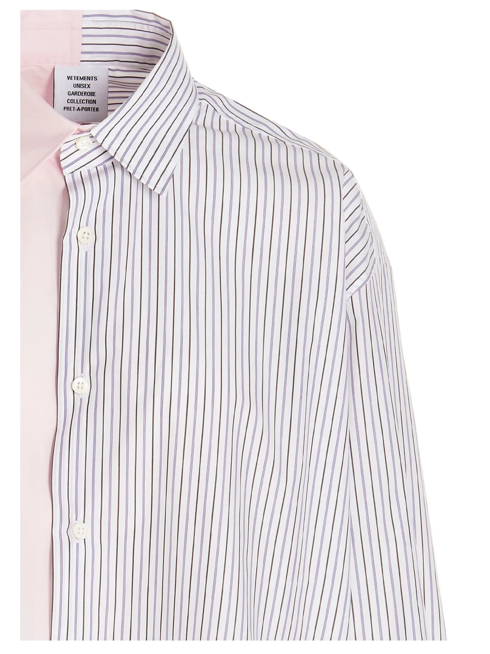 Vetements Logo Printed Striped Long-Sleeved Shirt