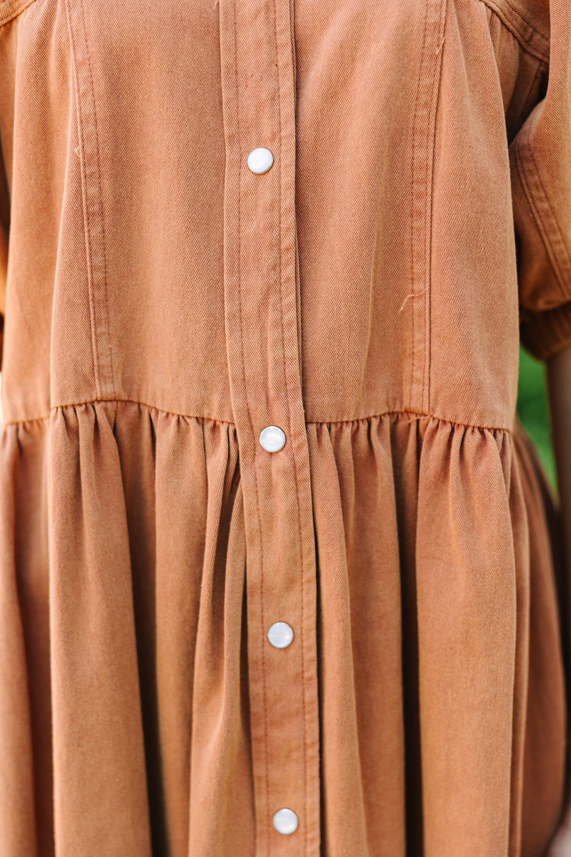 Well Known Cinnamon Brown Denim Babydoll Dress