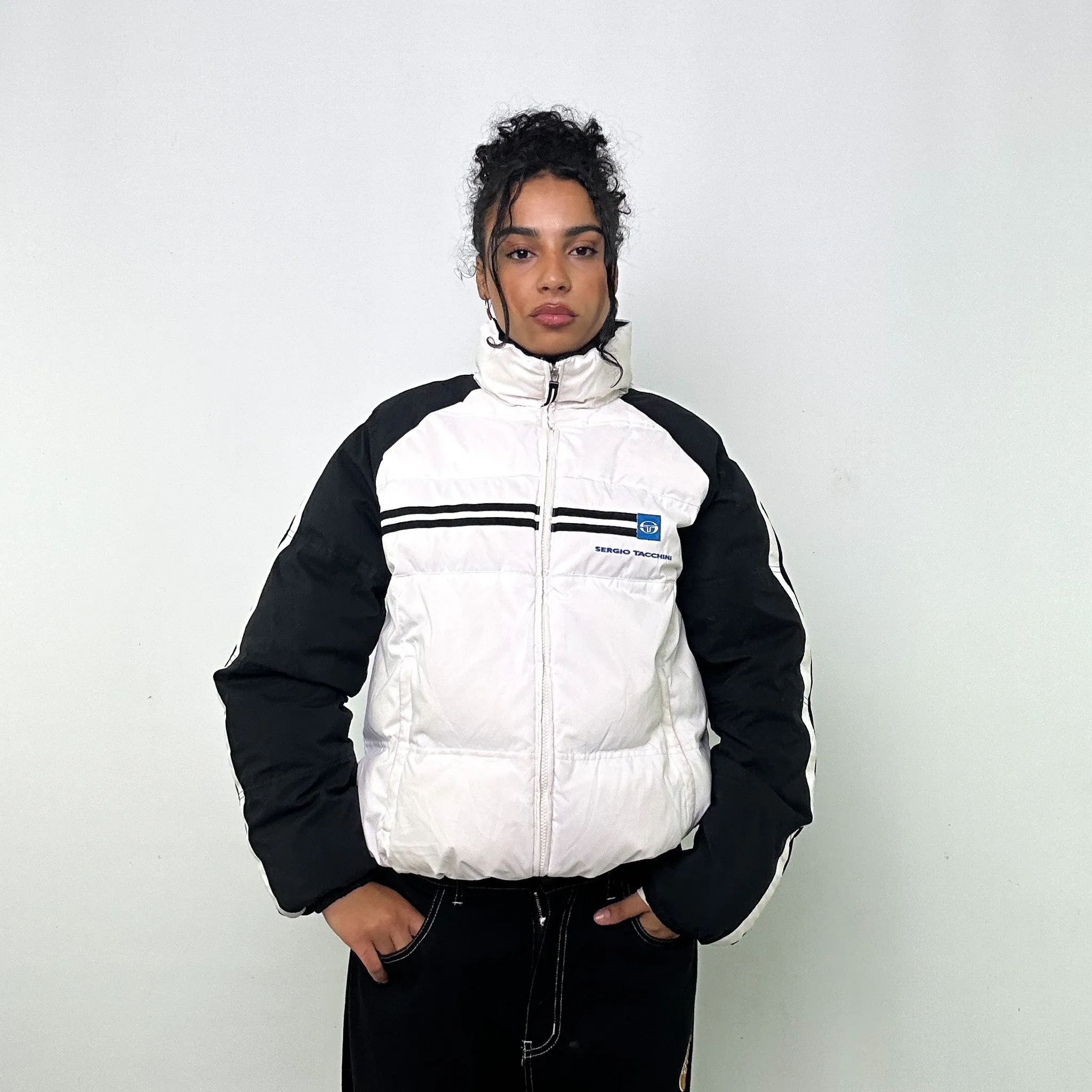 White 90s Sergio Tacchini Puffer Jacket Coat (L)