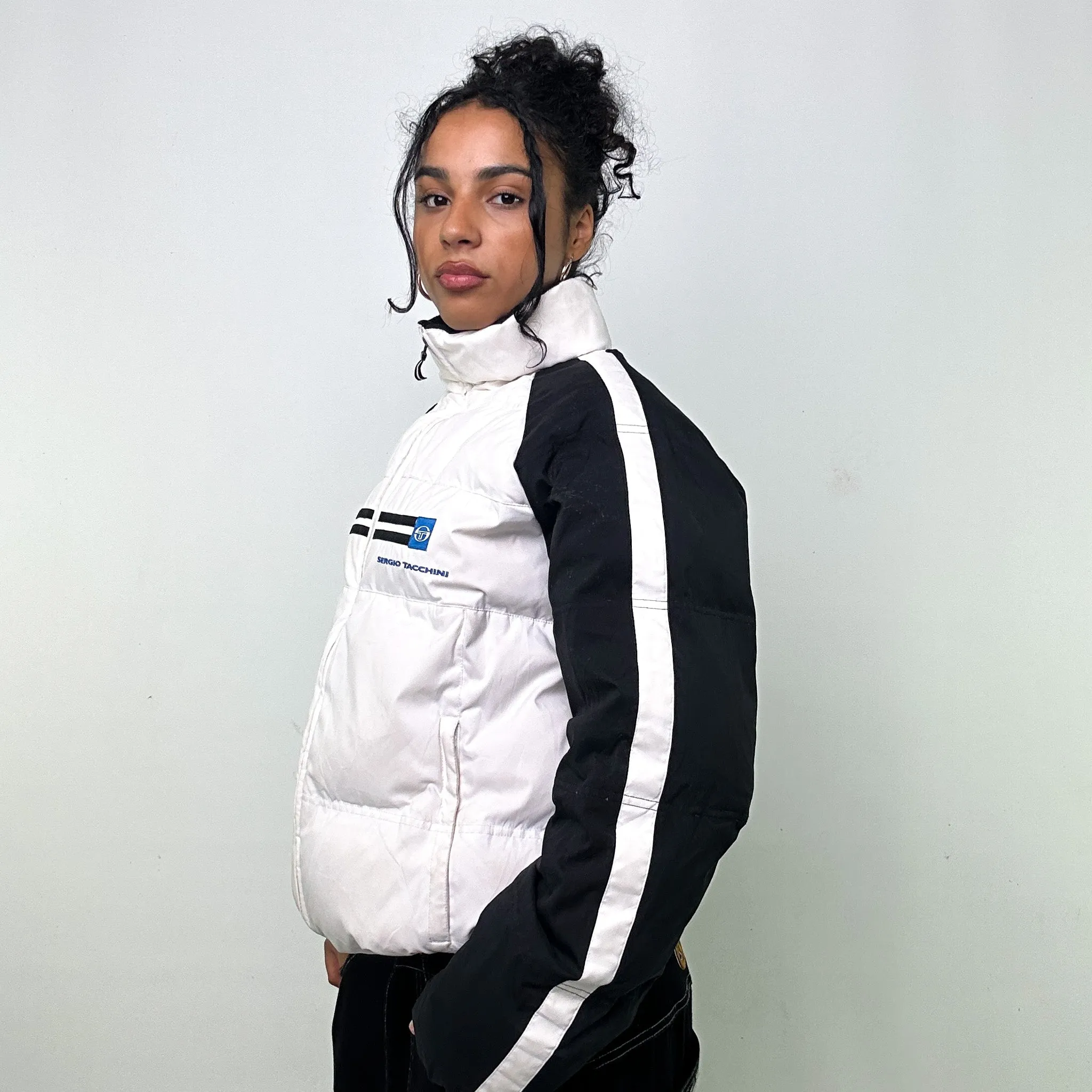 White 90s Sergio Tacchini Puffer Jacket Coat (L)