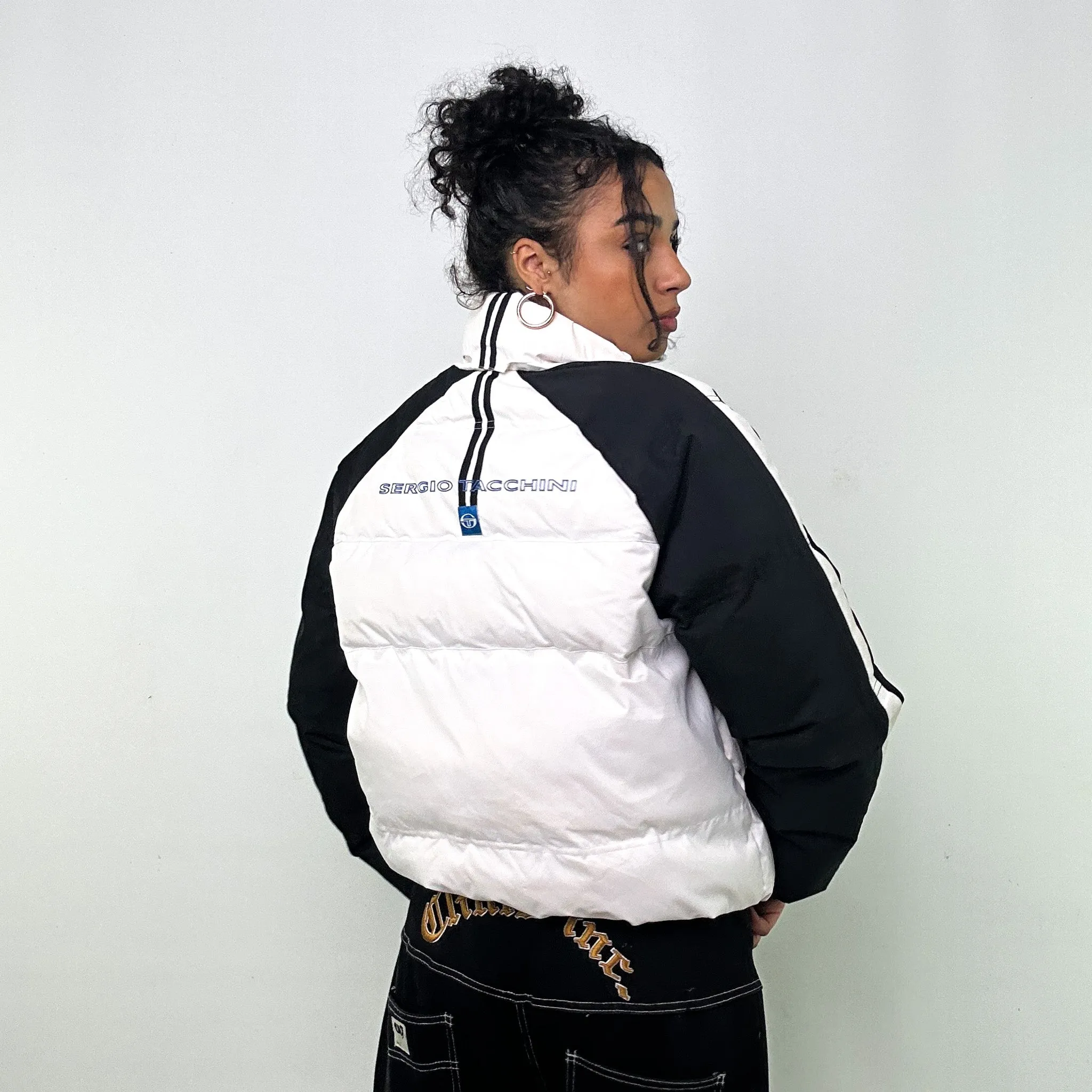 White 90s Sergio Tacchini Puffer Jacket Coat (L)