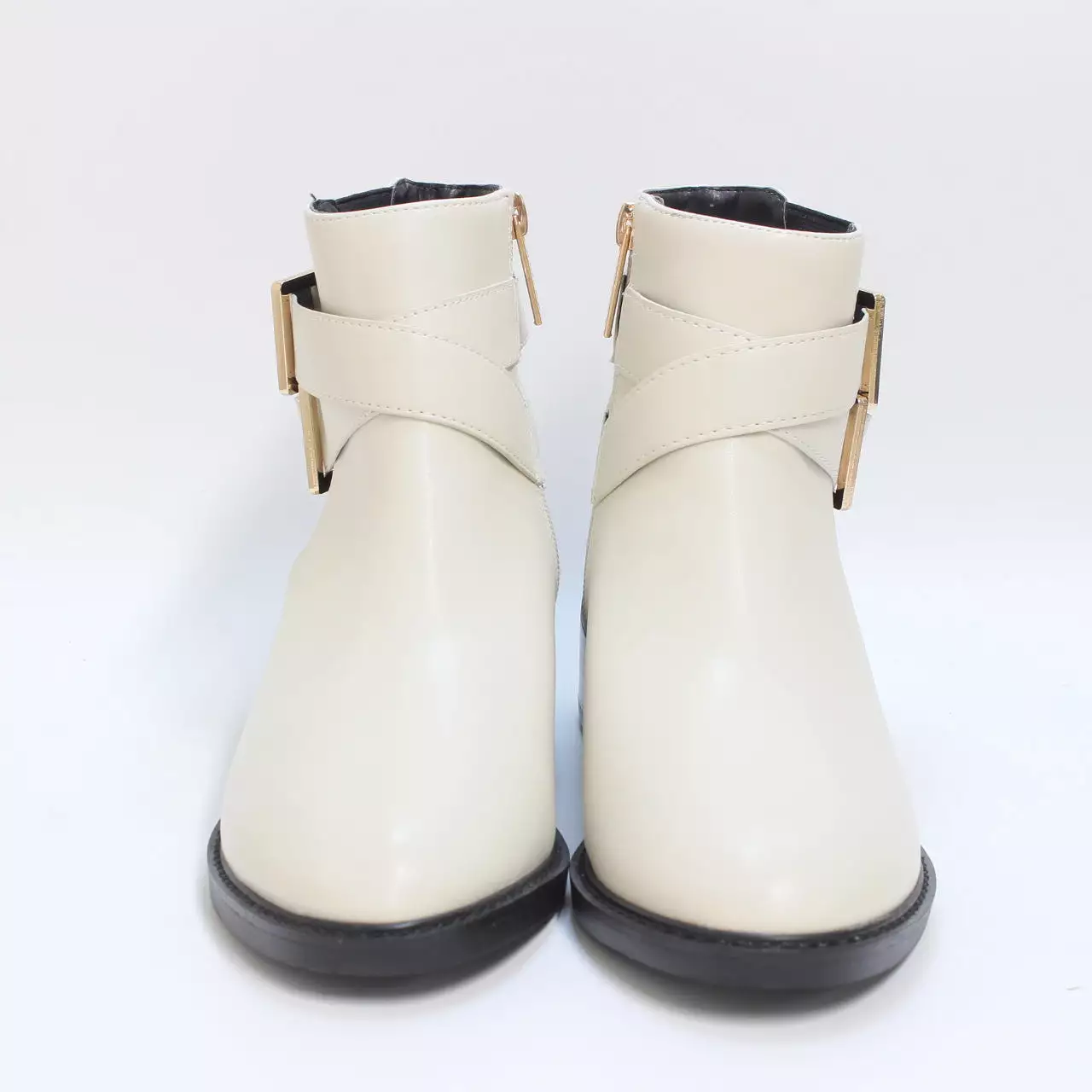 Womens Office Anamaria Buckle Strap Ankle Boots Cream Croc