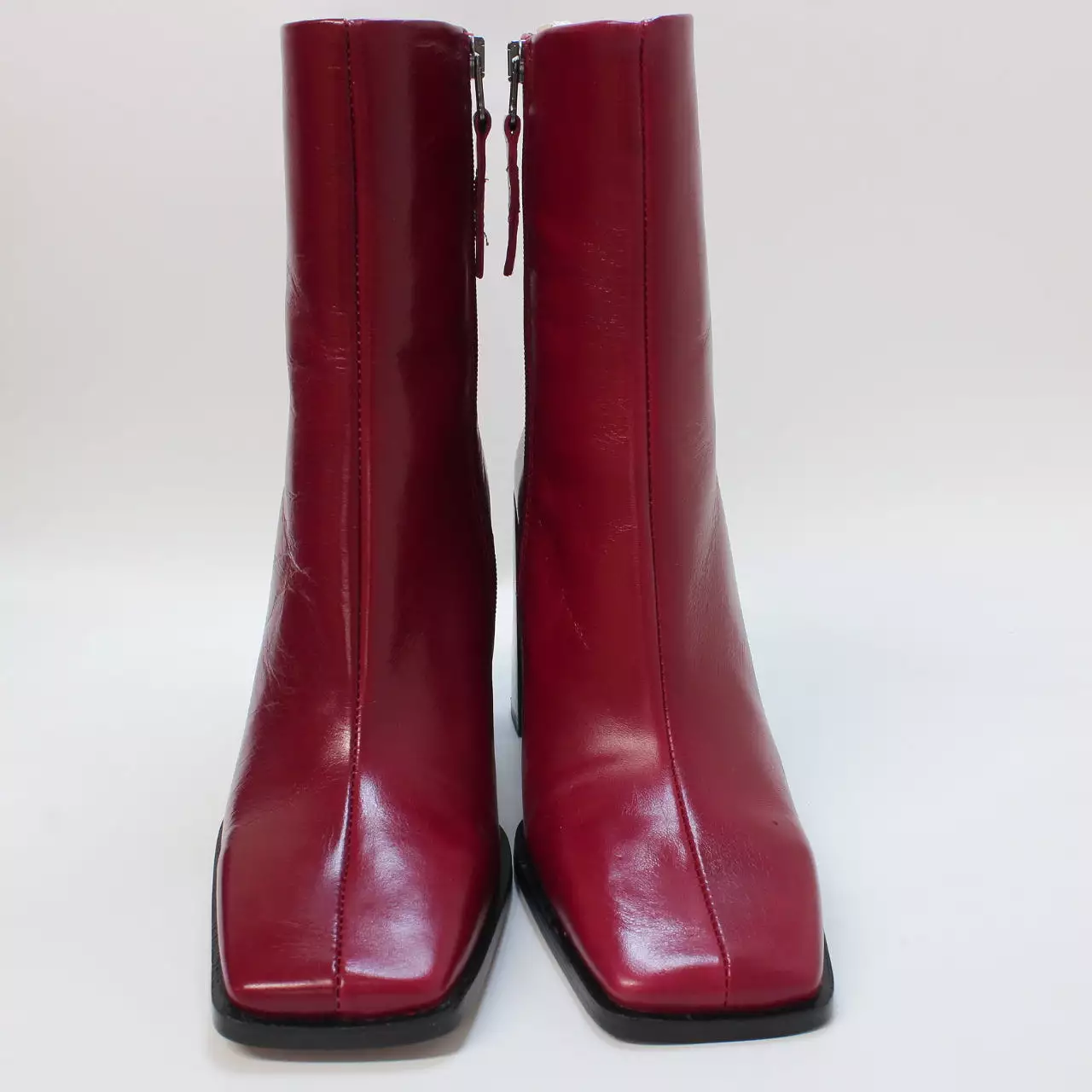 Womens Office Arlen Square Toe Ankle Boots Red Leather