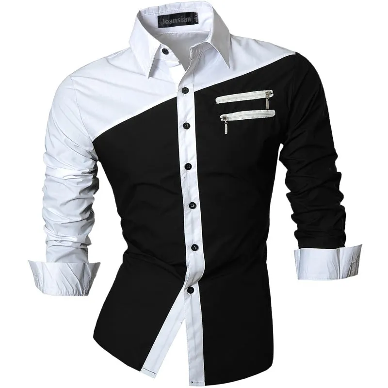 Xituodai Spring Autumn Features Shirts Men Casual Long Sleeve Casual Slim Fit Male Shirts Zipper Decoration (No Pockets) Z015