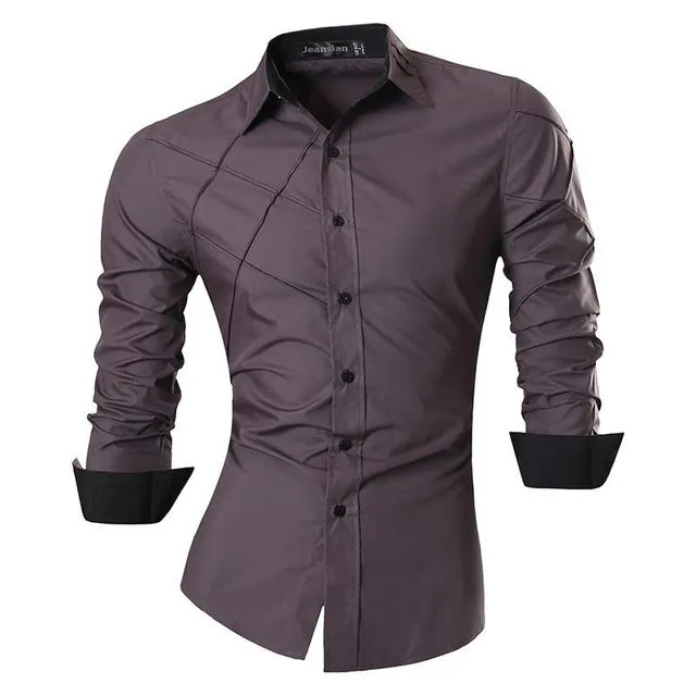 Xituodai Spring Autumn Features Shirts Men Casual Long Sleeve Casual Slim Fit Male Shirts Zipper Decoration (No Pockets) Z015