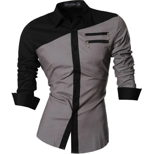 Xituodai Spring Autumn Features Shirts Men Casual Long Sleeve Casual Slim Fit Male Shirts Zipper Decoration (No Pockets) Z015