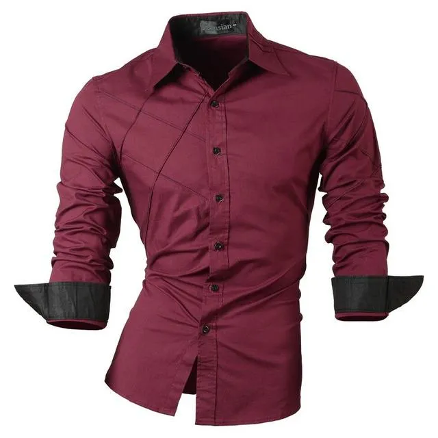 Xituodai Spring Autumn Features Shirts Men Casual Long Sleeve Casual Slim Fit Male Shirts Zipper Decoration (No Pockets) Z015