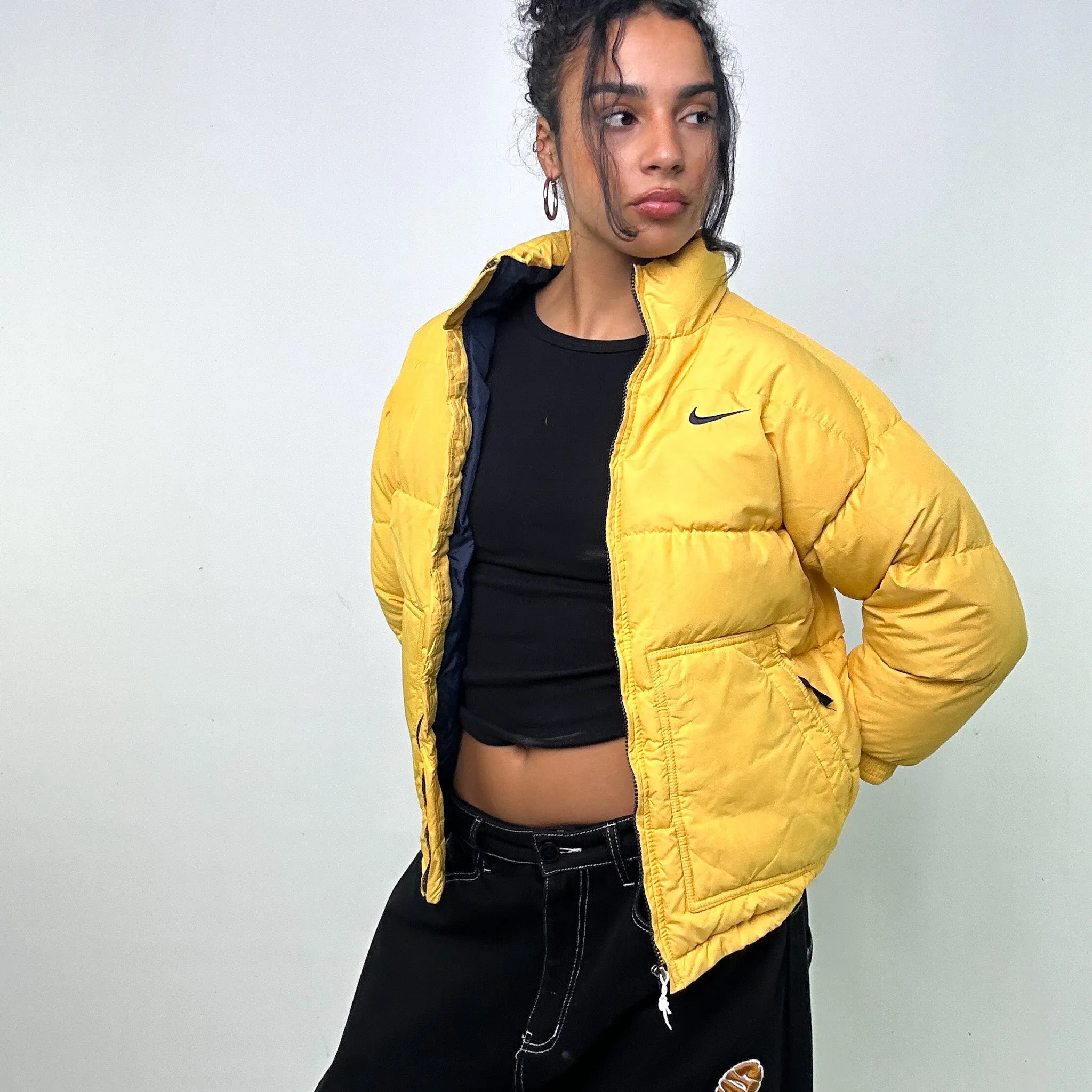 Yellow 90s NIKE Puffer Jacket Coat (XS)