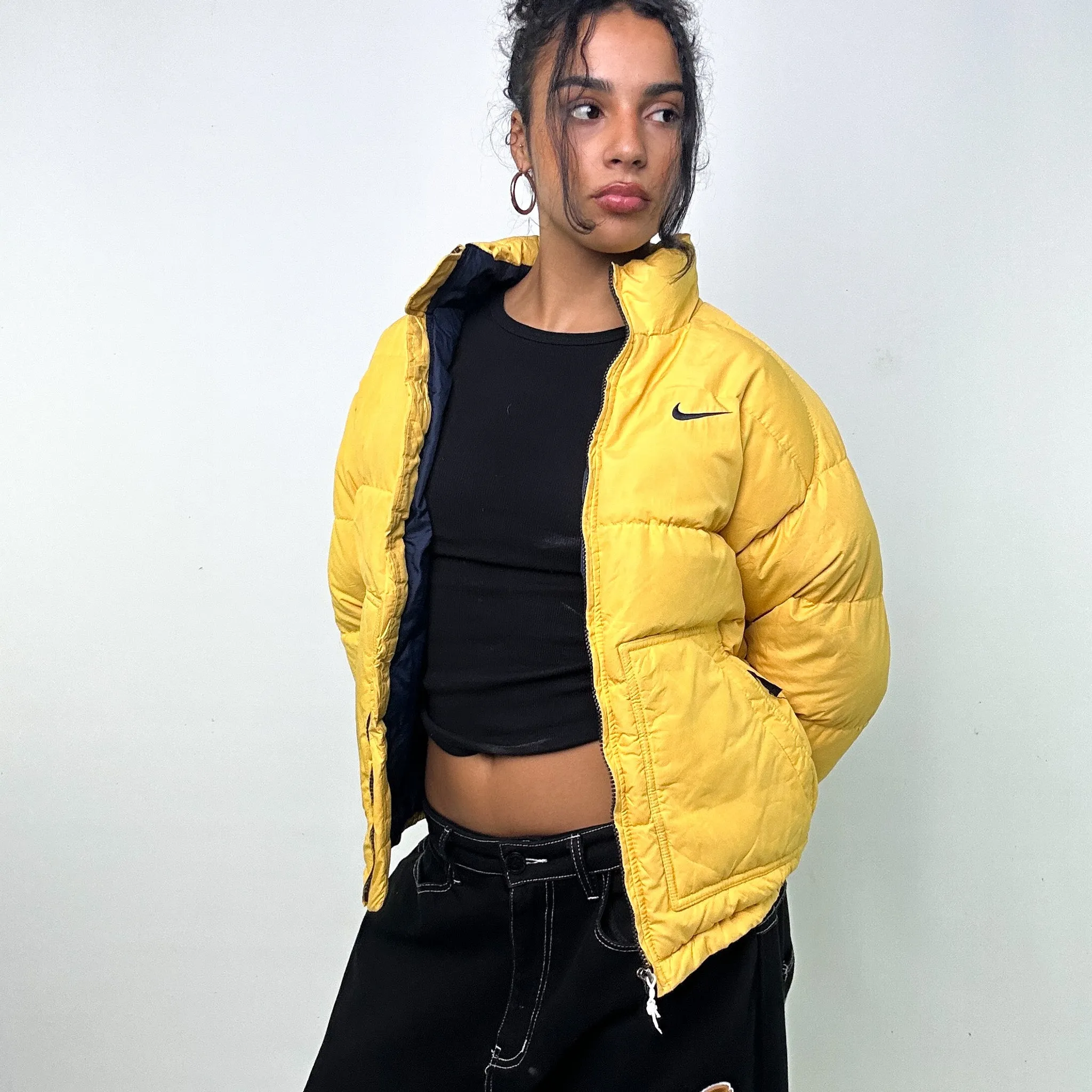 Yellow 90s NIKE Puffer Jacket Coat (XS)