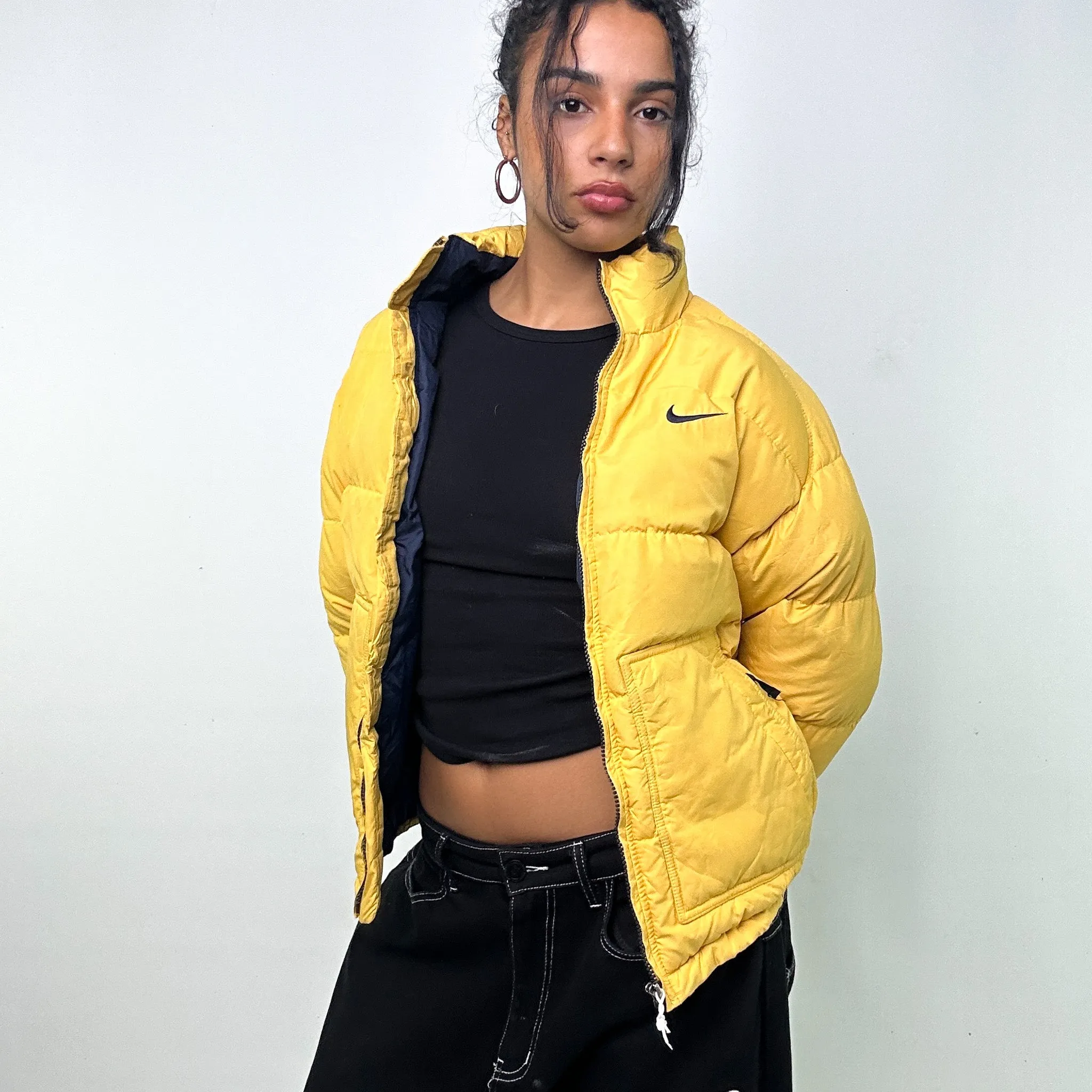 Yellow 90s NIKE Puffer Jacket Coat (XS)