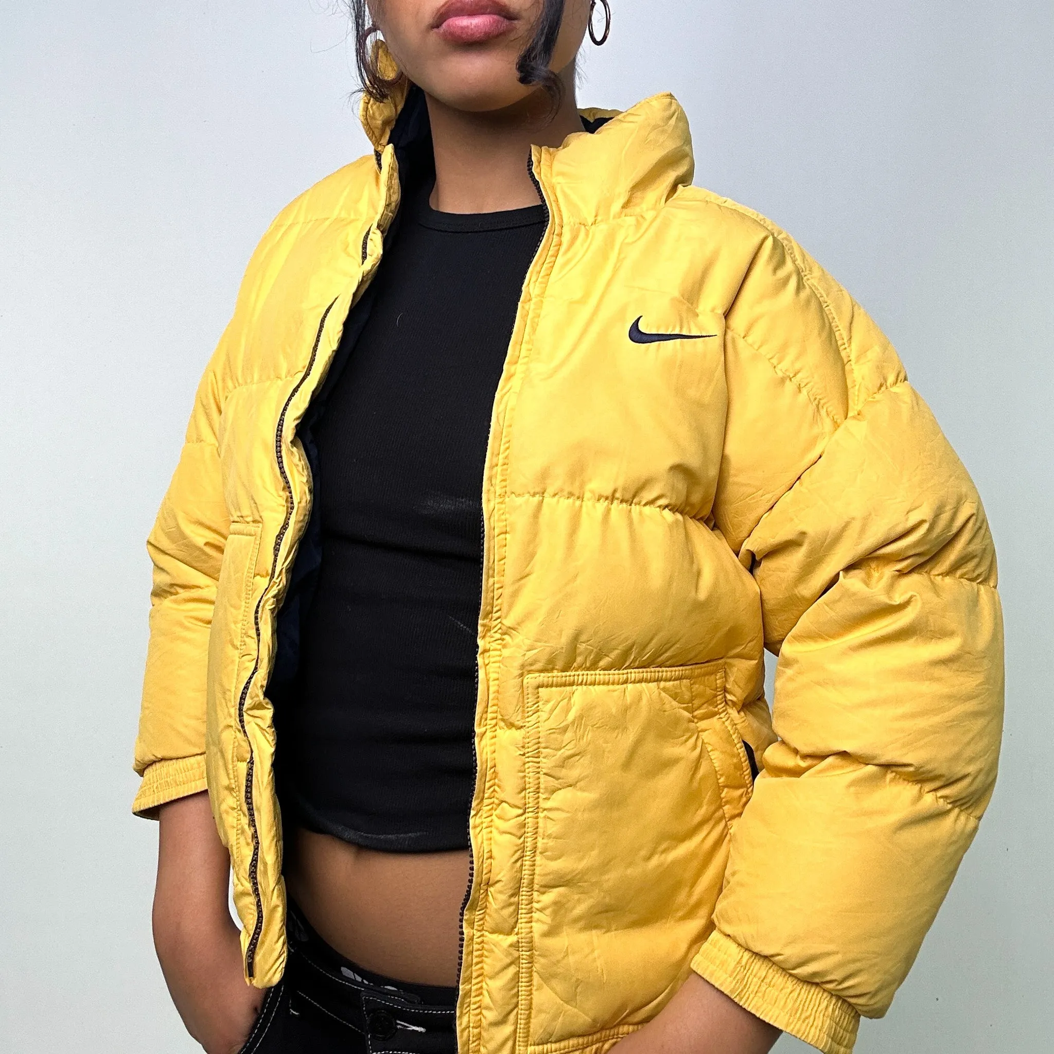 Yellow 90s NIKE Puffer Jacket Coat (XS)