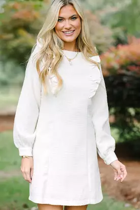 You're The One Ivory White Tweed Dress